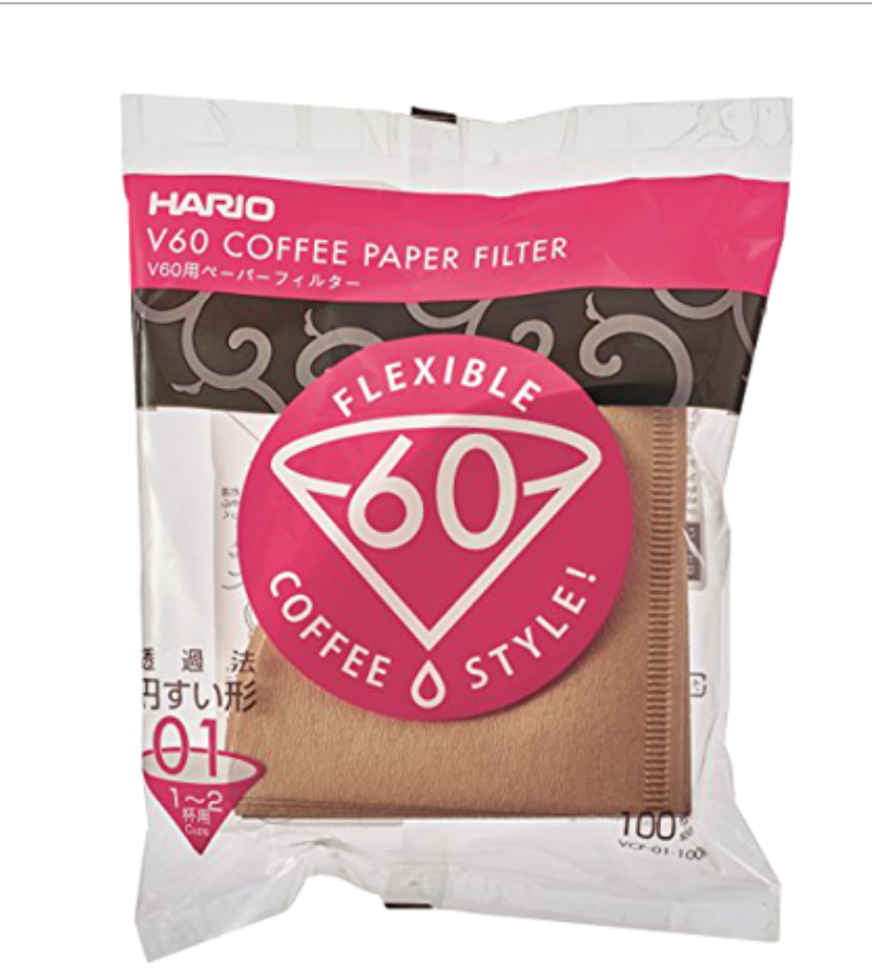 Hario V60 Paper Filter - Size 01 Dripper - Unbleached (100 sheets)